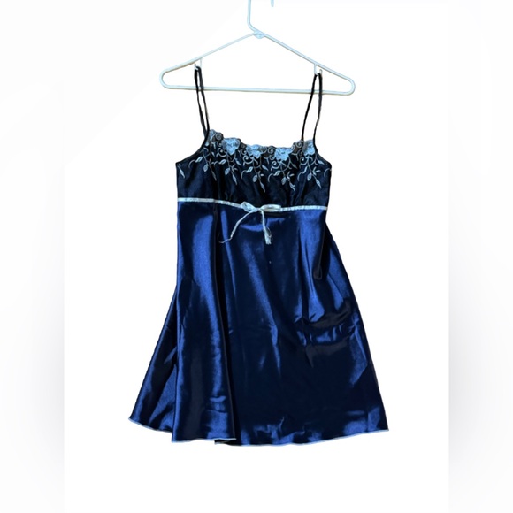 Navy satin slip dress - Picture 1 of 1
